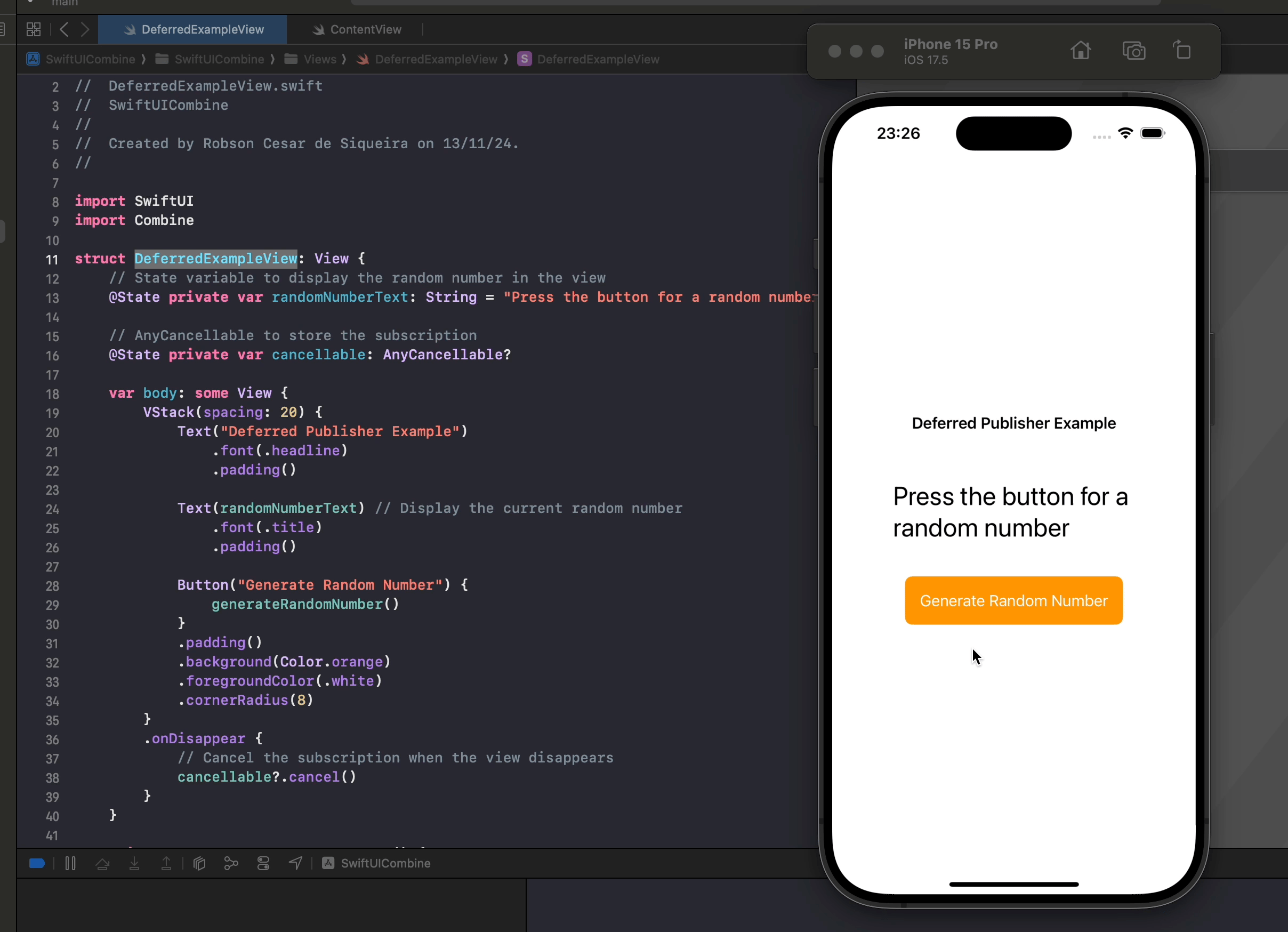 Using Deferred in SwiftUI with Combine