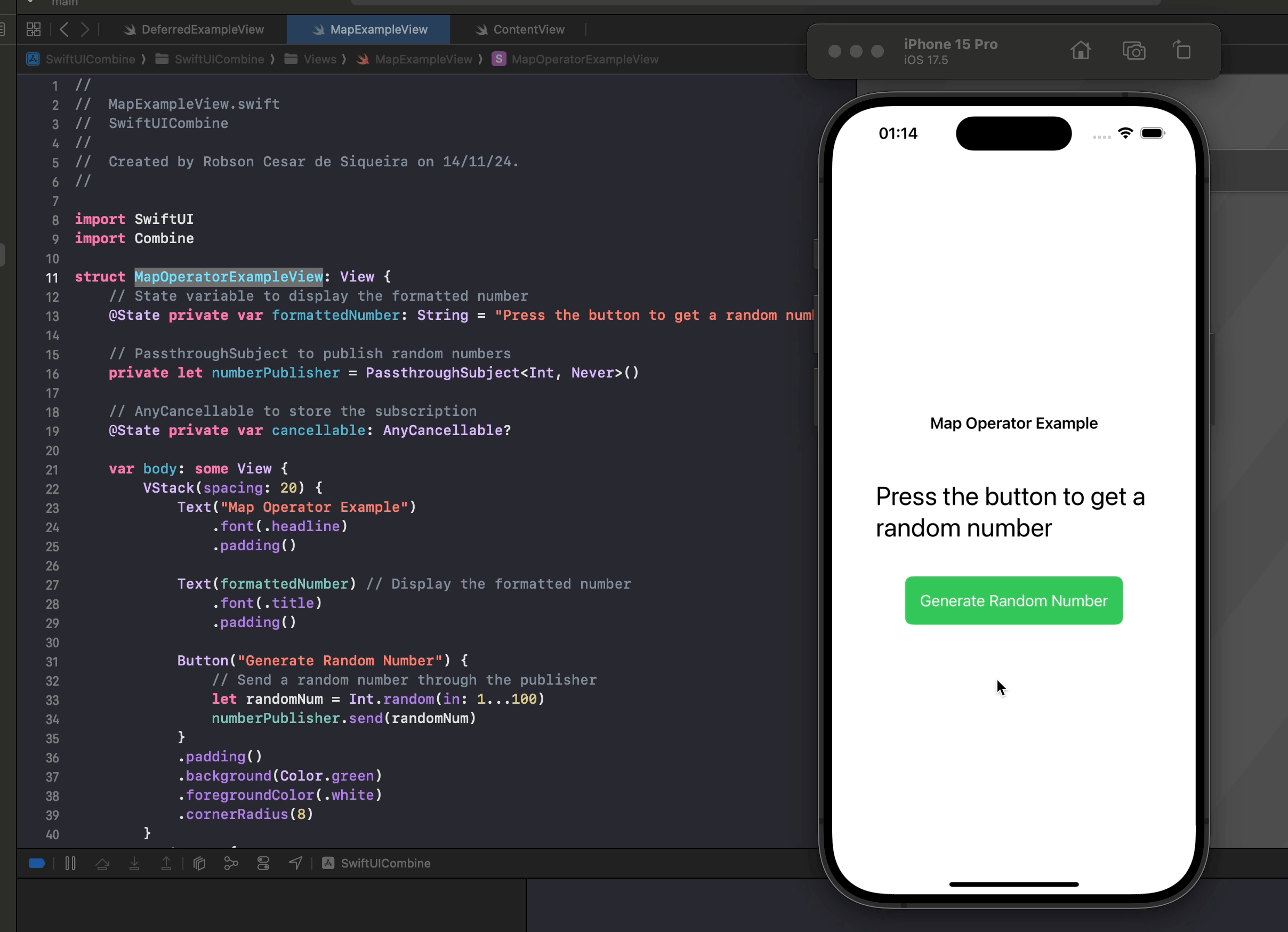 Using the map Operator in Combine with SwiftUI